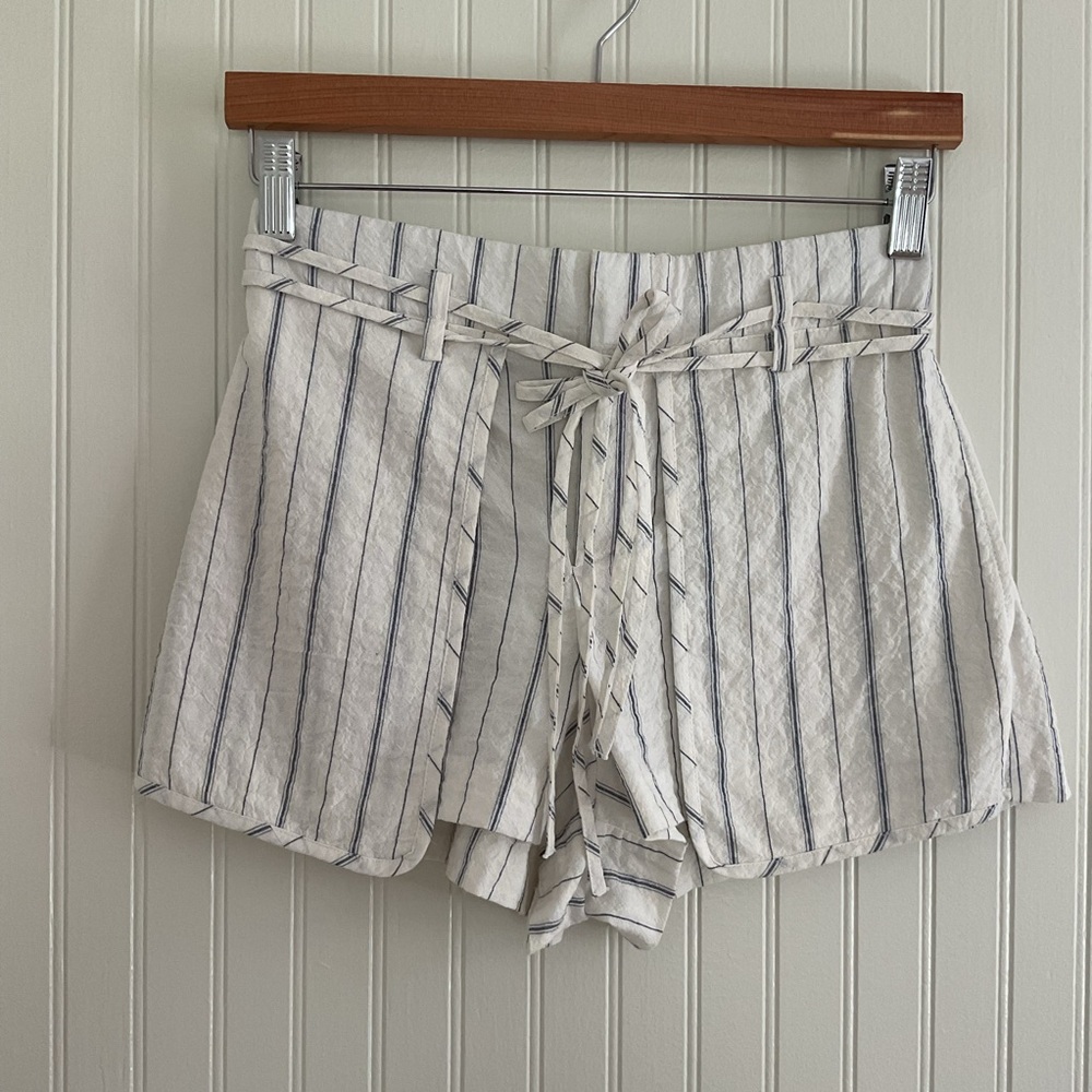 Zara Wrinkle Effect Stripe Shorts
